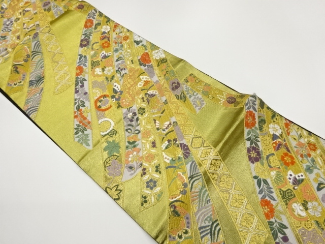 JAPANESE FUKURO OBI / WOVEN FLOWER & BIRD